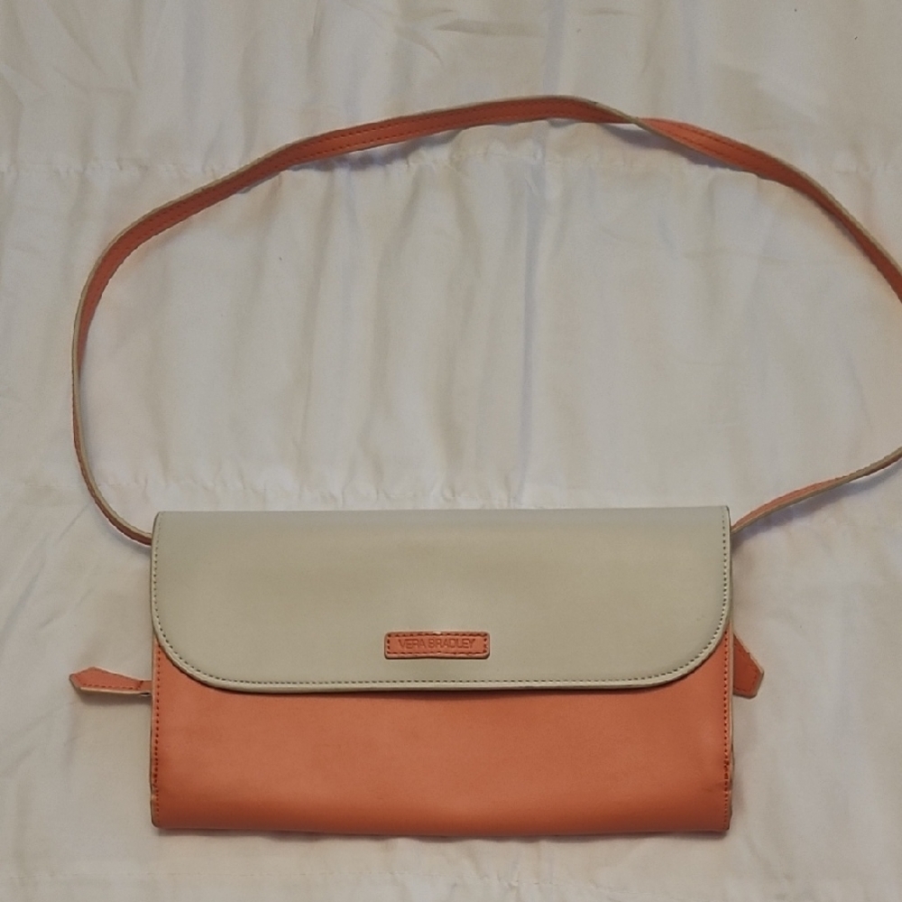 Vera Bradley Cream and Orange Wristlet